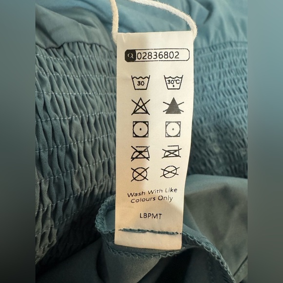 Halara Breezeful Shirred High Low Flowy Midi Dress Stone Blue Size Large NWT - Picture 11 of 12